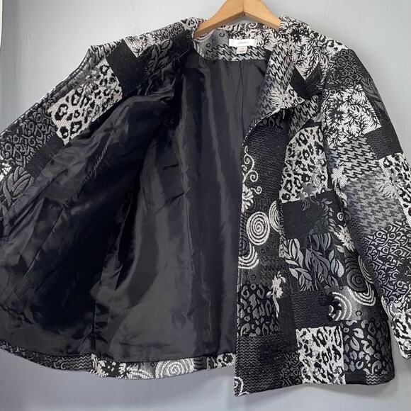 CJ Banks Jacket Plus Size 1X Tapestry Blazer Open Front Artsy Brocade Patchwork - Picture 4 of 14